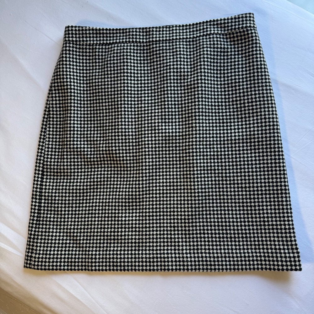 Talbots Wool Blend Micro Check Pencil Skirt Black White VN5404 Size 14